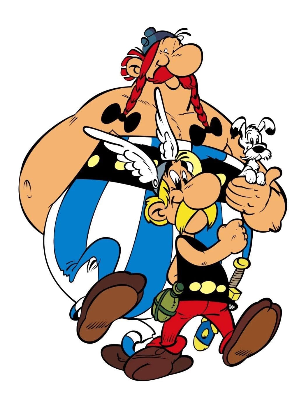 Astérix and Obélix, ancient Gauls who fight the Romans, French comic book characters created by René Goscinny and Albert Uderzo